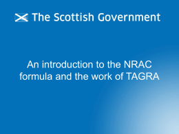 An introduction to the NRAC formula and the work of TAGRA