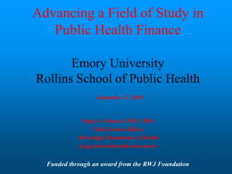 Advancing a Field of Study in Public Health Finance
