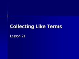 Collecting Like Terms