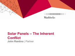 Solar panels - the inherent conflict, John Rantino