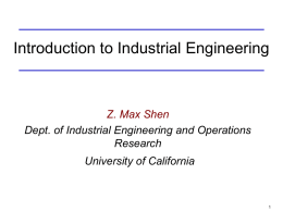 ISE 195 Lecture 1 - Berkeley Industrial Engineering and