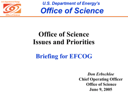 Office of Science FY 2005 Internal Review Budget