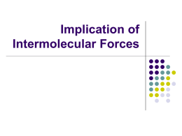 Implication of Intermolecular Forces