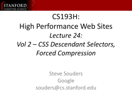 CS193H: High Performance Web Sites Class 1