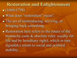Restoration and Enlightenment