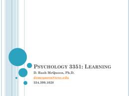Psychology 3351: Learning
