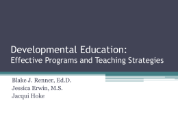Developmental Education: Effective Programs and Teaching