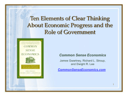 Ten Elements of Clear Thinking About Economic Progress and