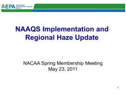 NAAQS Implementation and Regional Haze Update