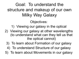 Goal: To understand the structure and makeup of our own