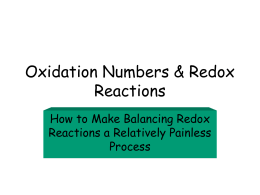 Oxidation Numbers & Redox Reactions