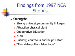 Finding from 1997 NCA Site Visit