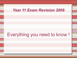 Year 11 Exam Revision 2009 - Sprowston Community High School