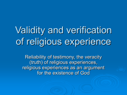 Validity and verification of religious experience