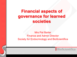 Financial aspects of governance for learned societies