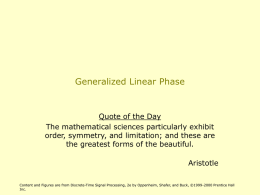 Lecture 14 Generalized Linear Phase