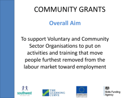 COMMUNITY GRANTS - The Learning Curve