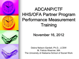 ADCANP/CTF Program Evaluation: Grantee Training August 30