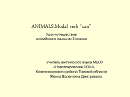 ANIMALS Урок-путешествие английского языка