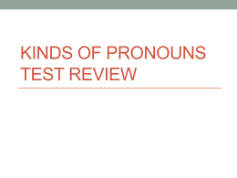 Kinds of Pronouns Test Review - St. Dorothy Roman Catholic
