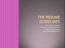 The resume guidelines - Cherry Hill High School West