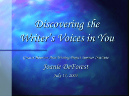 Discovering the Writer’s Voices in You