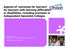 Aspects of ‘outcomes for learners’ for learners with