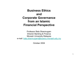 Business Ethics and Corporate Governance in Islamic Banks