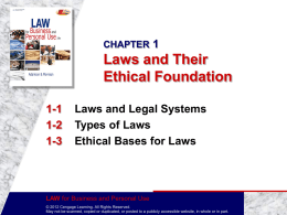 CHAPTER 1 Laws and Their Ethical Foundation