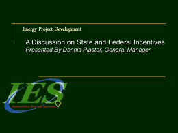Energy Project Development Incentives