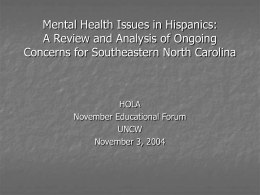 Mental Health Issues in Hispanics
