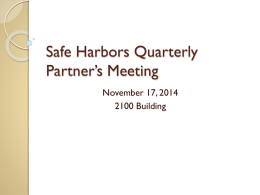 Safe Harbors Partners Meeting powerpoint 08_21_13