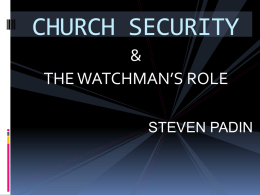 CHURCH SECURITY - The Watchman's Academy