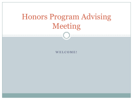 Honors Program Advising Meeting