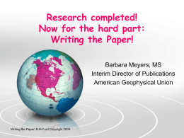 Research completed! Now for the hard part: Writing the paper!