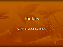 Types of Japanese Poetry - English 9 2012-2013