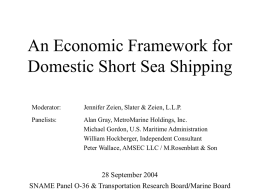 Economic Framework for Short Sea Shipping