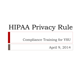 HIPAA Privacy Rule - Youngstown State University