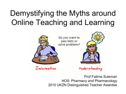 Reconceptualising the way you teach: Online teaching