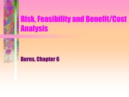 Risk, Feasibility and Benefit/Cost Analysis