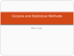 Corpora and Statistical Methods Lecture 15