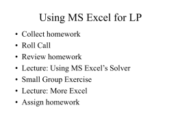 MS Excel: Farming