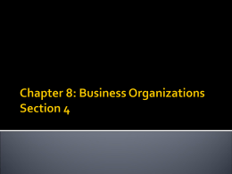 Chapter 8: Business Organizations Section 1