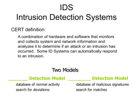 IDS Intrusion Detection Systems