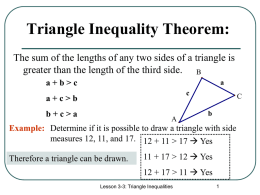 The Triangle Inequality - Benjamin N. Cardozo High School