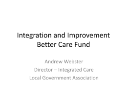 Integration and Improvement Better Care Fund