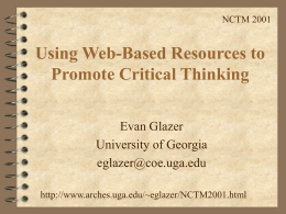 Using Web-Based Resources to Promote Critical Thinking