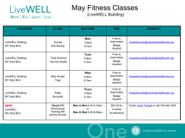 September Fitness Classes (LiveWELL Building)