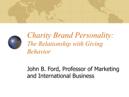 Charity Brand Personality: The Relationship with Giving