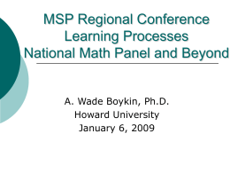 Learning Processes National Mathematics Advisory Panel